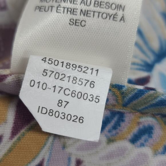 Chicos Top Blouse Mauve Paisley Floral 1 Med Purple Blue Jacobean Bouquet Ruffle - Picture 5 of 12